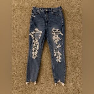 American Eagle Blue Distressed Skinny Jeans